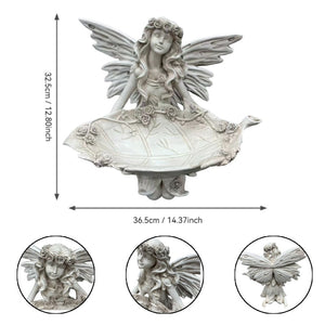 12.80" High Garden Fairy Figurine with Leaf Tray