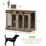 Dog Crate End Table for Small to Large Dogs, with Double Doors  and divider, 47"W x 23.5"D x 35"H, Oak