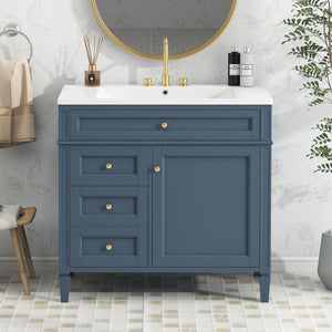 Bathroom Vanity With Top Sink, Storage Cabinet With 2 Drawers And Tip Out Drawer
