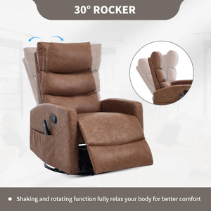 Heat Massage Manual Recliner Chair with Rocker and Swivel