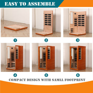 One person infrared sauna with red light