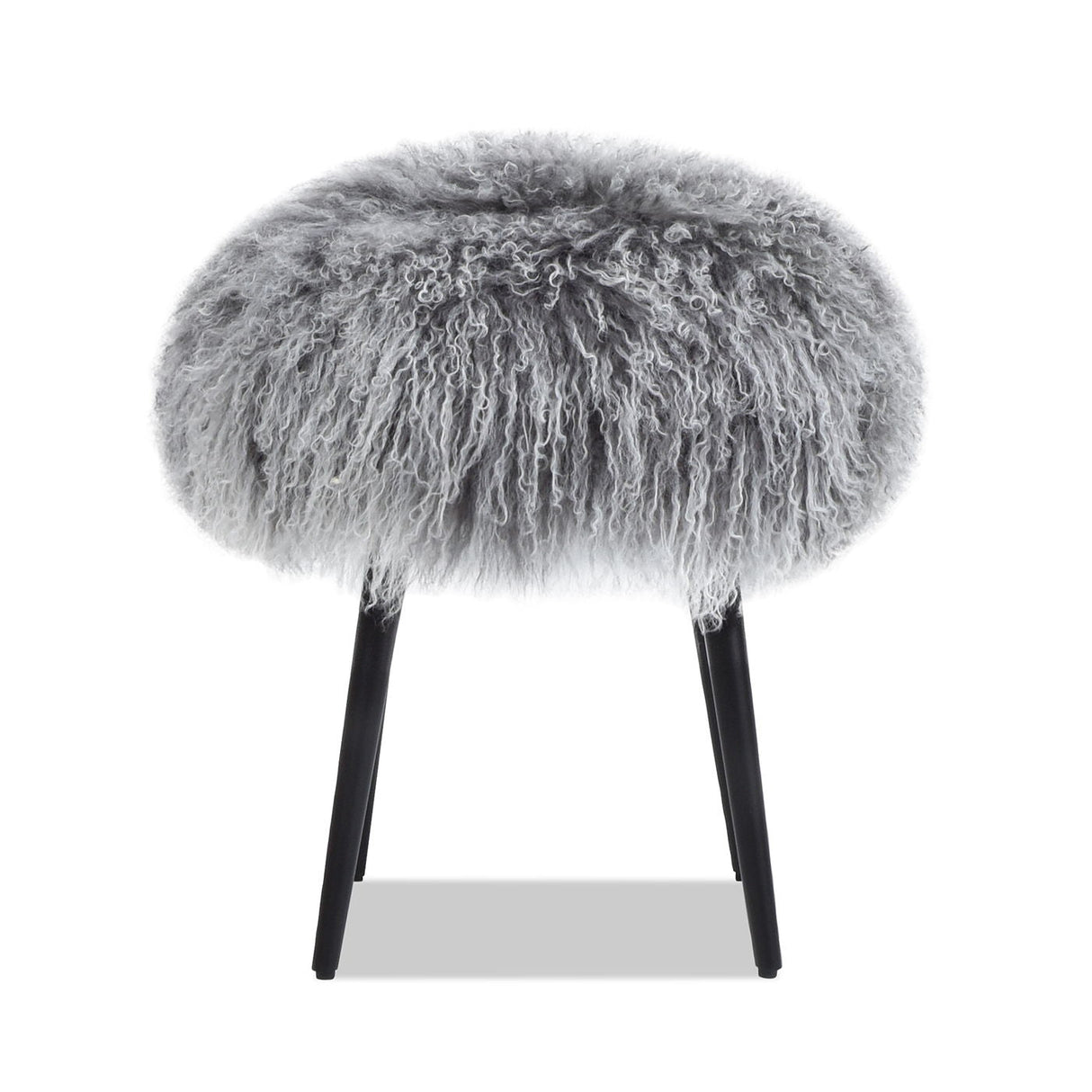 Alberta Mongolian Sheepskin Round Ottoman
