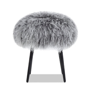 Alberta Mongolian Sheepskin Round Ottoman