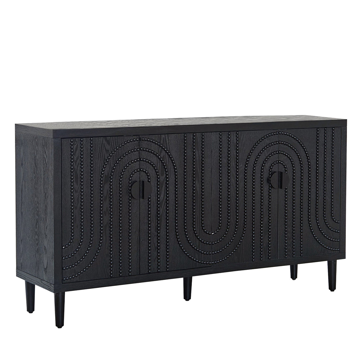 Wood Sideboard with 4 Doors and Tapered Legs
