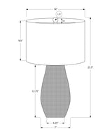 Lighting, 24'h, Table Lamp, Grey Resin, Ivory / Cream Shade, Contemporary