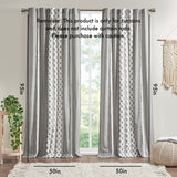 Cotton printed curtain panel with chenille stripe and lining