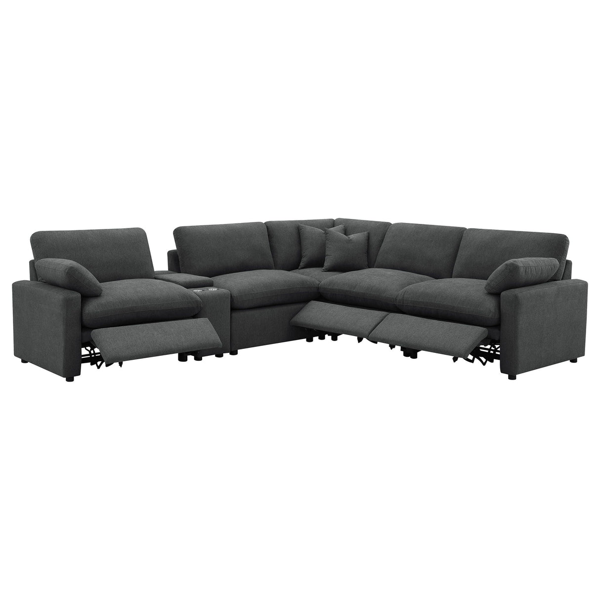 Hollander - 6 Piece Modular Power Reclining Sectional - Dark Gray