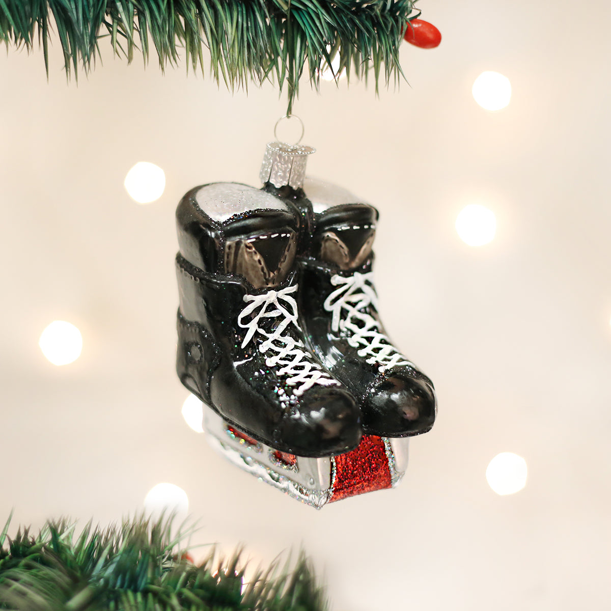 Hockey Skates Glass Ornament