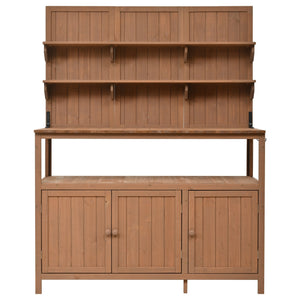 TOPMAX Potting Bench with Hutch, 50.2' Solid Fir Wood Garden Workstation