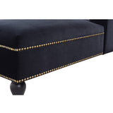 58" Velvet Chaise Lounge with Nailhead Trim and Solid Wood Legs