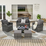 Antigua 6-Piece Handwoven Rattan Outdoor Seating Ensemble
