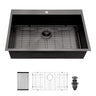 Drop In Kitchen Sink with Nano Technique Gunmetal Finish - Black
