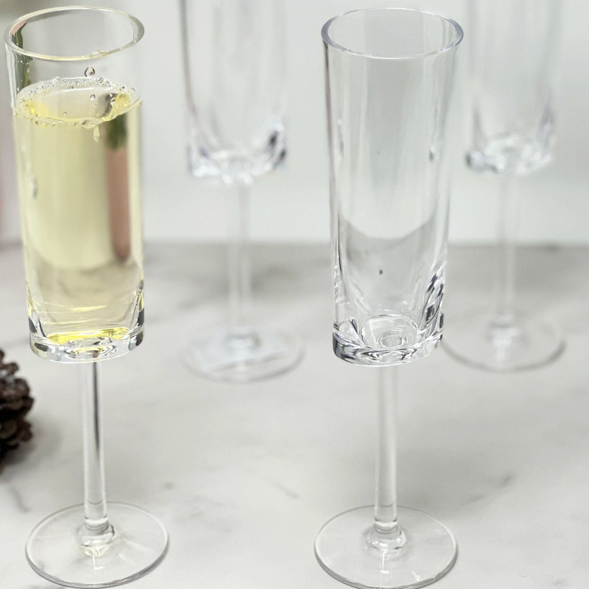 Oval Halo - Acrylic Champagne Flutes (Set of 4)