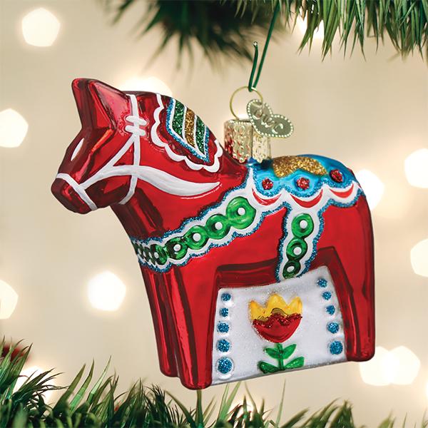 Swedish Dala Horse Ornament Handcarved and Painted