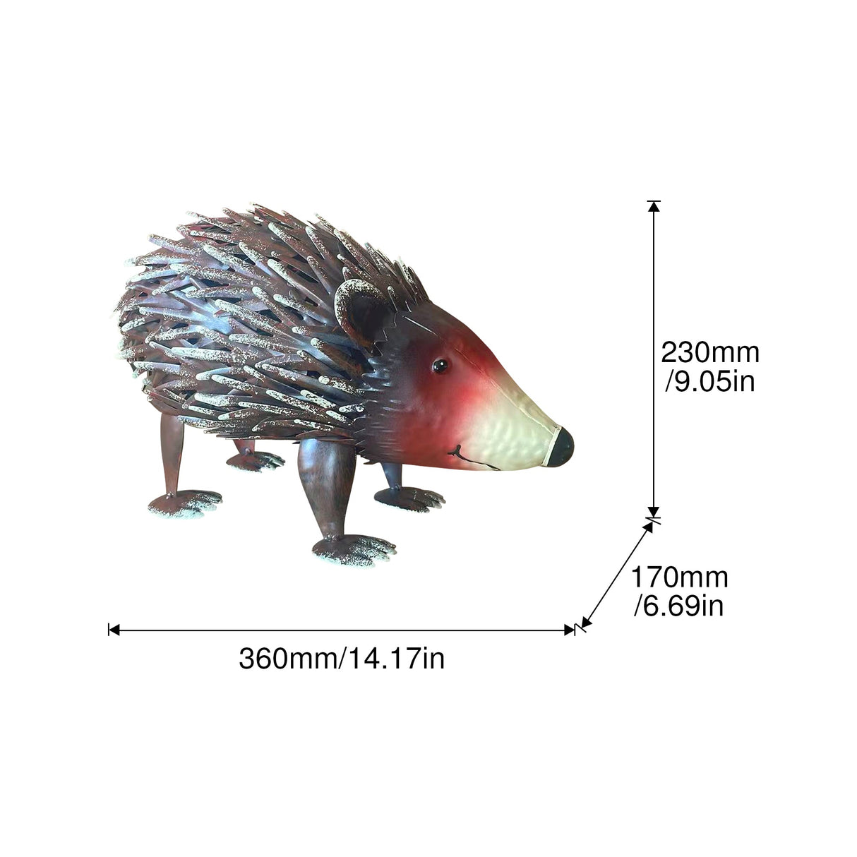 Handmade Wrought Iron Hedgehog Garden Statue
