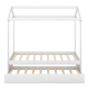 House Bed With Trundle In, Twin Size - White