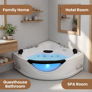 59" Corner Whirlpool Bathtub for 2-Person