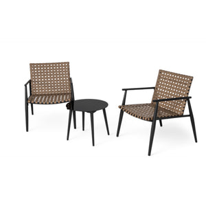 Modern Outdoor Chat Set: 2 Rattan Chairs with Side Table