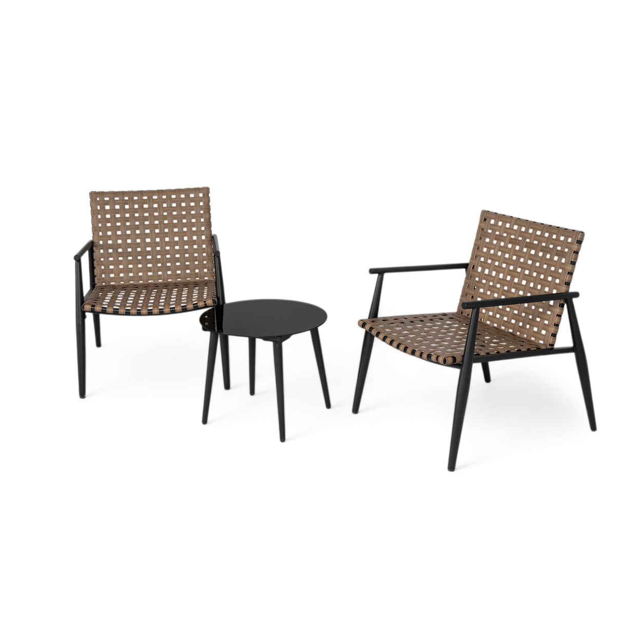 Modern Outdoor Chat Set: 2 Rattan Chairs with Side Table