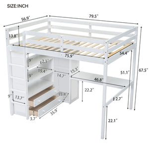 Loft Bed With Built In Wardrobe, Desk, Shelves And Drawers