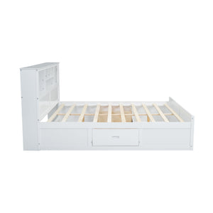 Platform Bed With Multi Storage Headboard, USB And Drawers