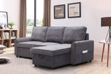 Modern Modular L-Shaped Sofa Bed with ChaiseDark Grey Linen