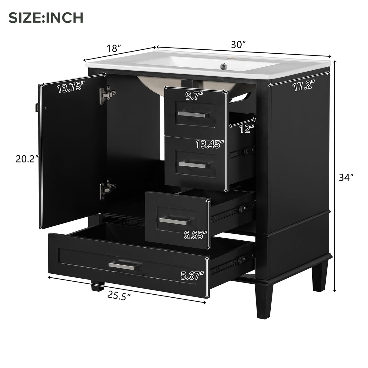 30" Bathroom Vanity with Sink Combo Set