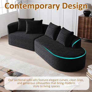 Upholstered Oversized Sectional Sofa - 4 Seater