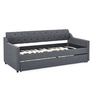 Size Upholstered Daybed With Trundle And USB Charging Armrest