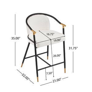 26" H Upholstered Counter Stool with Metal Frame (Set of 2) - Beige