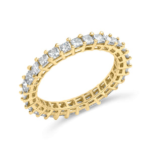 14K Yellow Gold 2.00 Cttw Shared Prong Set Princess Cut Diamond Eternity Band Ring (J-K Color, SI1-SI2 Clarity) - Ring Size 7