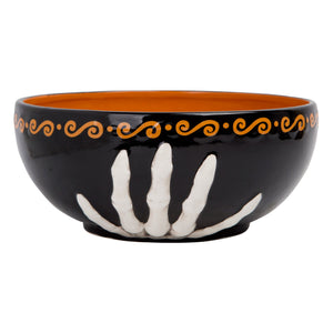 9"D Skeleton Hand Ceramic Bowl
