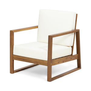 Nexusia Outdoor Acacia Wood Club Chair With Slat Design