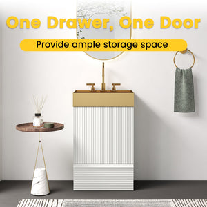 Gada 20" Striped Velvet Bathroom Vanity
