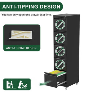 Drawer Metal Locking Vertical File Cabinet With Wheels Heavy Duty Lockable Storage