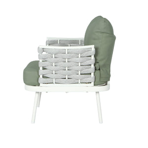 Mariano Steel 4-Pieces Conversation Set, Off White+Green