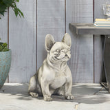 Dog Garden Sculpture, Outdoor French Bulldog Garden Statue, Rustic White