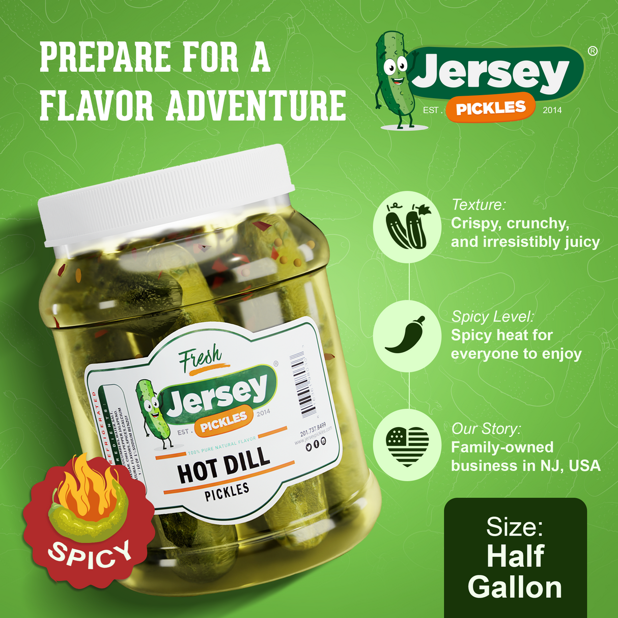 Whole Hot Dill Pickles