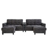 Modern Sectional Sofa U-Shaped With Movable Ottomans, Bluetooth Speakers, LED Lights And Modular Storage