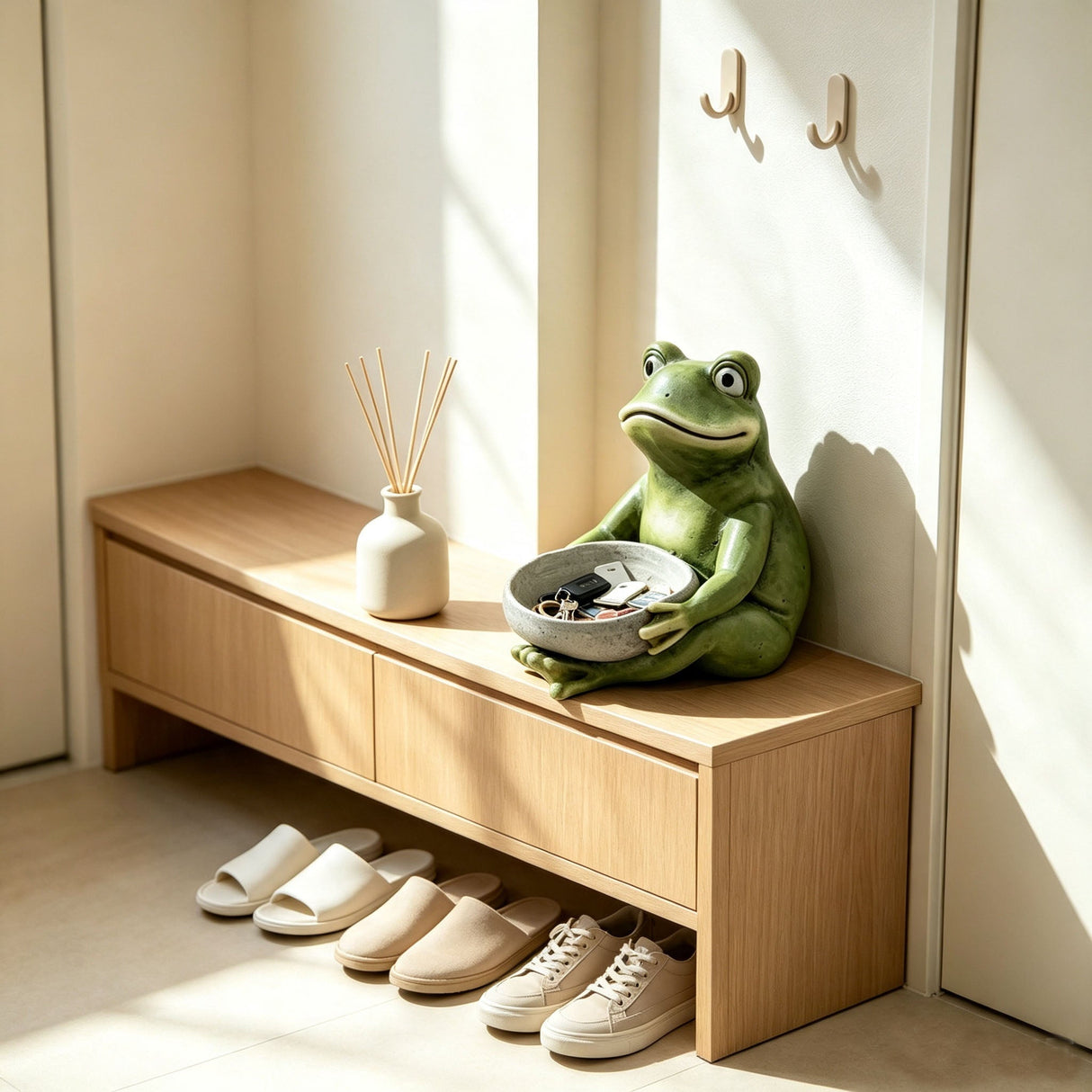14-Inch Moss Frog Sculpture