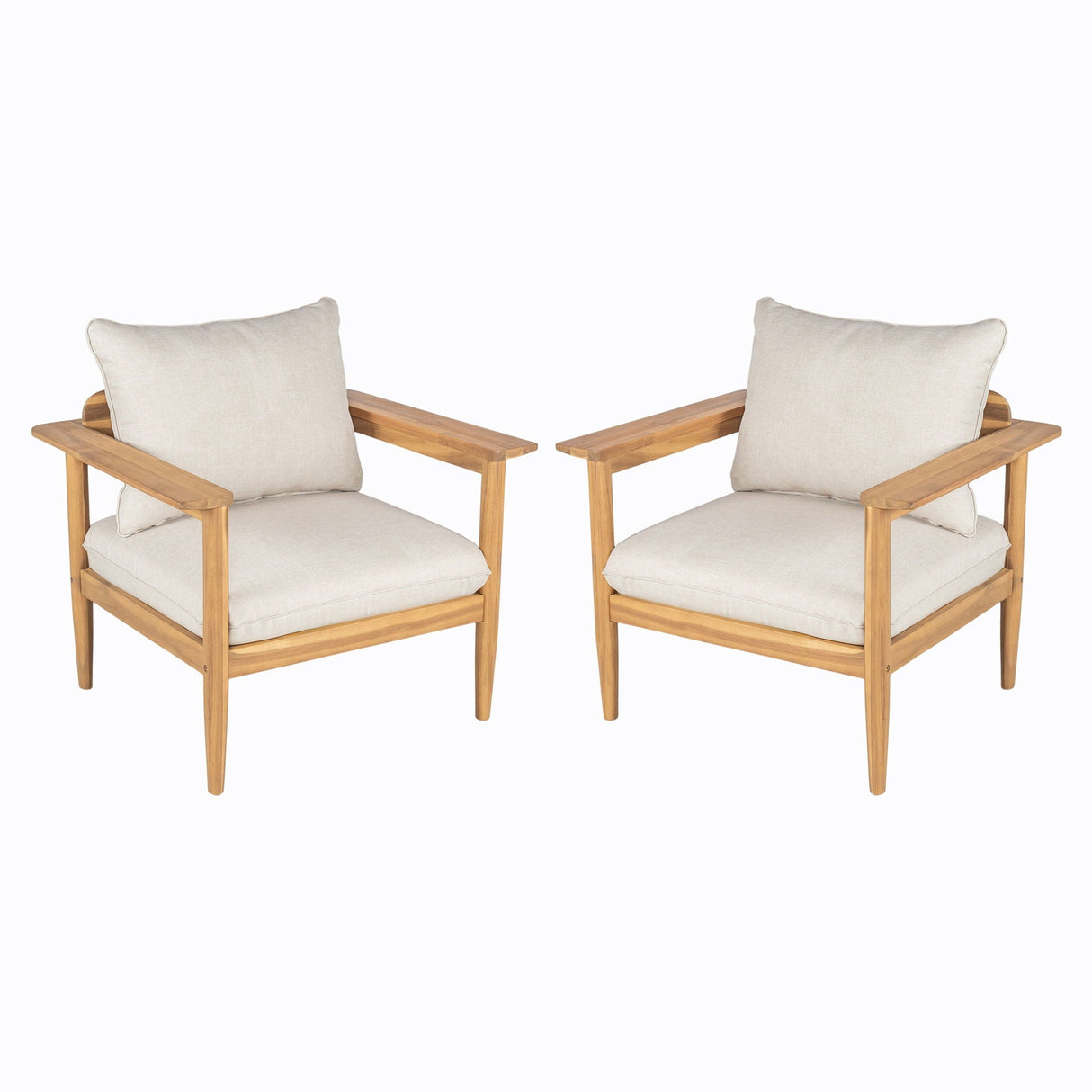 Terassi - Outdoor Lounge Chair (Set of 2) With Cushions - Beige / Light Teak