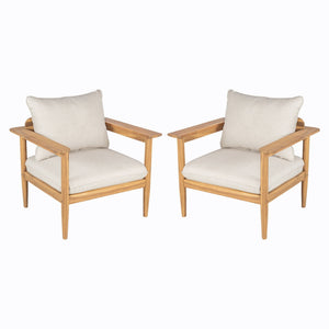 Terassi - Outdoor Lounge Chair (Set of 2) With Cushions - Beige / Light Teak