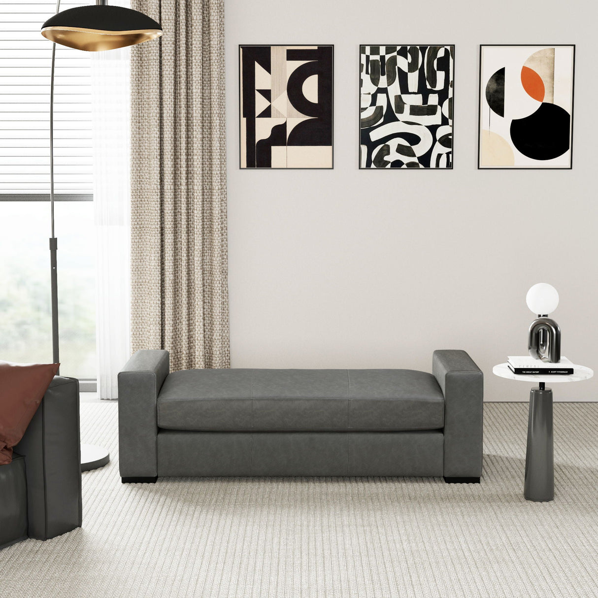 Ottoman With Unique Armrest Design For Living Spaces