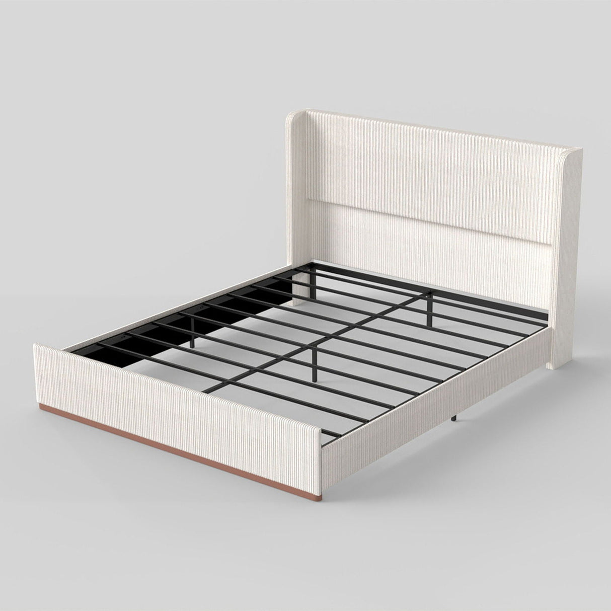 Upholstered Bed Frame With Luxury Wingback Headboard