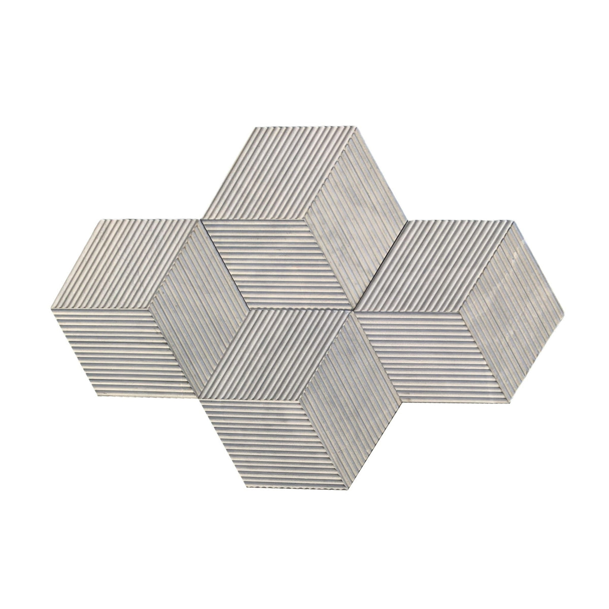 Hexagon Natural Stone Marble Tile, 3D Fluted (Set of 12)