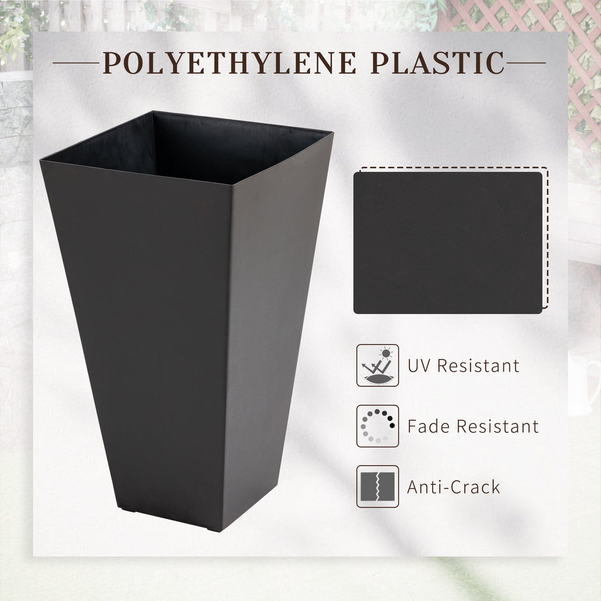 Outsunny Set of 3 Tall Planters with Drainage Hole