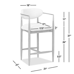 Artemis 26' Mixed Material Upholstered Counter Stool, Warm White Chenille