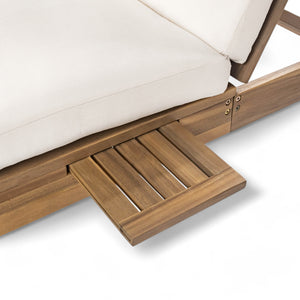 TREXM 5-Position Adjustable Backrest Double Chaise Lounge Outdoor
