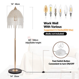 3-Light Elegant Crystal Floor Lamp – Vintage Waterfall Design