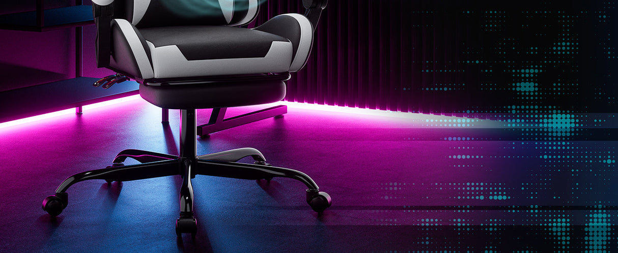 Ergonomic Gaming Chair with Footrest and Lumbar Support